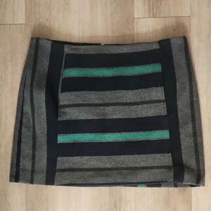 Ro & De Anthropologie Gray and Teal Striped Mini Skirt